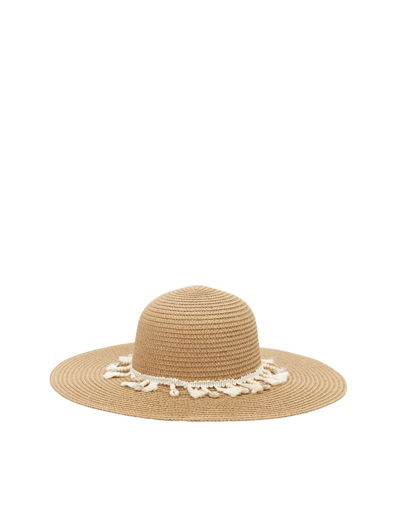 chapeau en paille à pompons